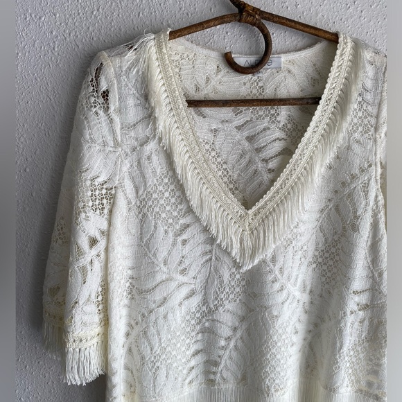 Alexis Fringe and Lace White Top - Picture 2 of 5